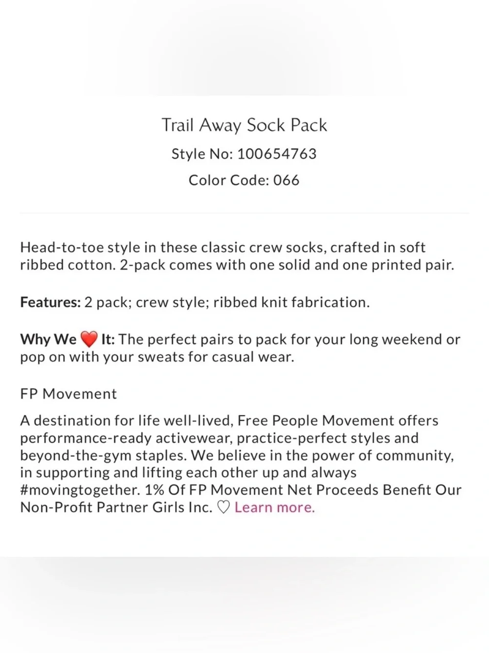 NWT Free People Movement Trail Away Sock Pack in Green Combo